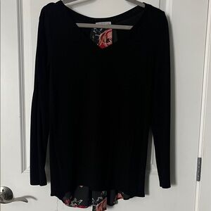 Black V-Neck Women's Top